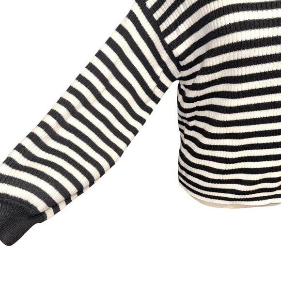 Anthropologie NWT Black and White Striped Mock Neck Sweater - Picture 3 of 5
